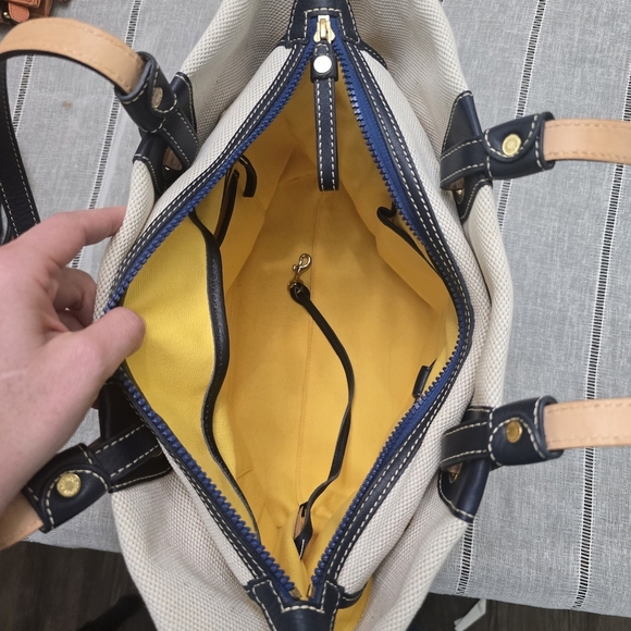 Dooney and Bourke  Nylon Leather Shopper Tote Bag Lined Handles Large - Picture 7 of 15